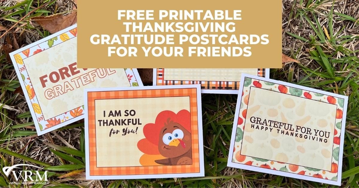 Free Printable Thanksgiving Gratitude Postcards for Your Friends
